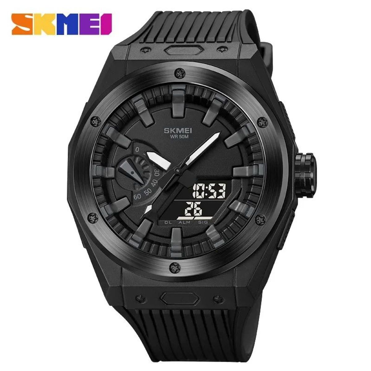 SKMEI - Reloj Skmei 2103 Negro Correa Silicona Luz Azul_.