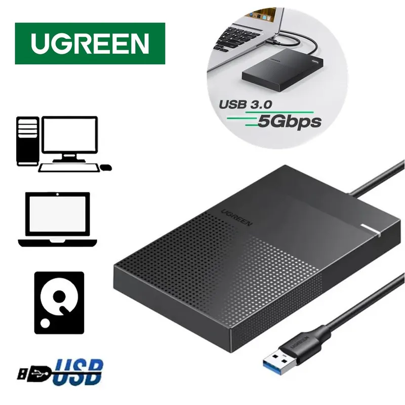 UGREEN - Case Disco Duro Externo Sata 2.5" Usb 3.0 UGREEN HDD SDD 5 Gbps