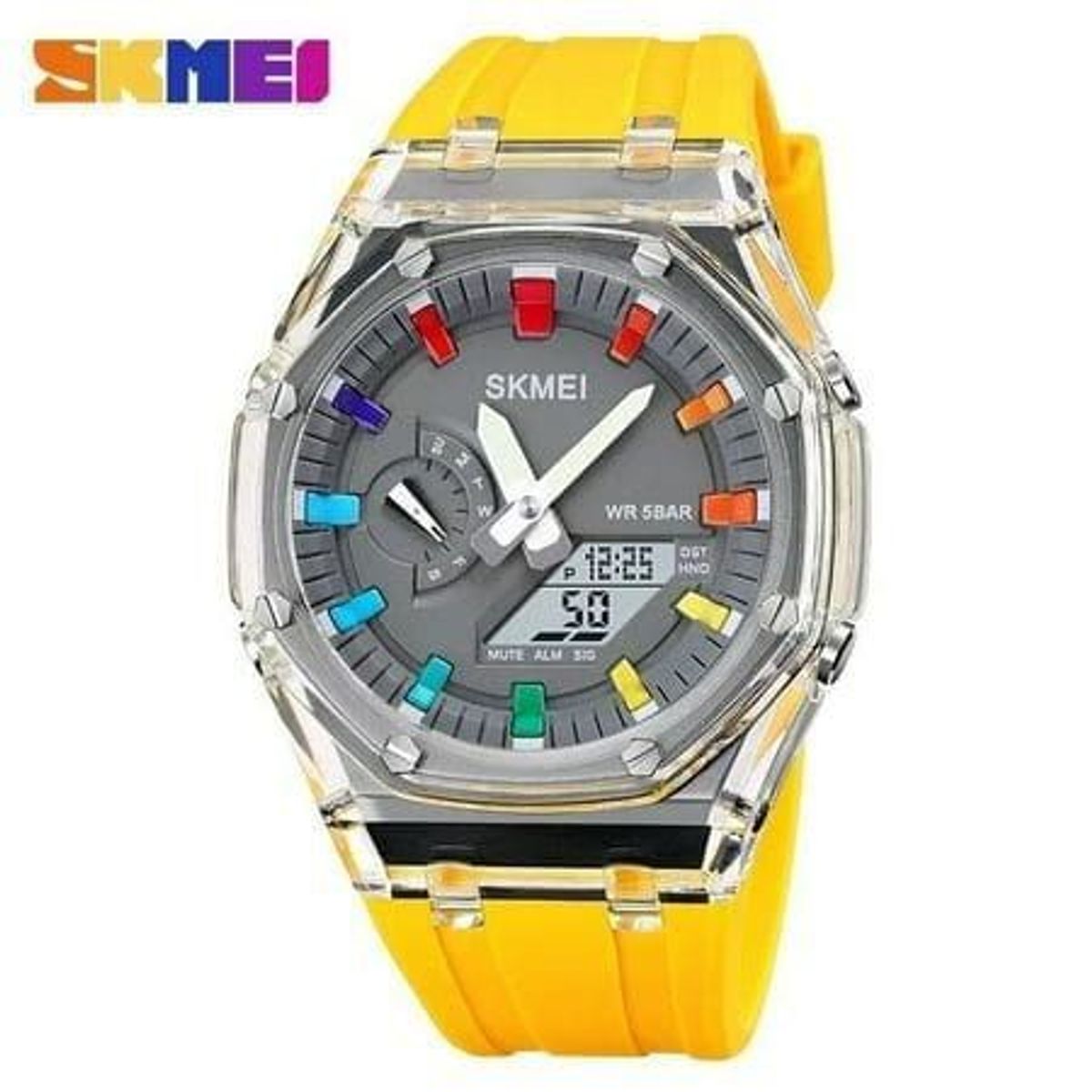 SKMEI - Reloj Skmei 2100 Amarillo Correa Silicona Hora Mundial_.