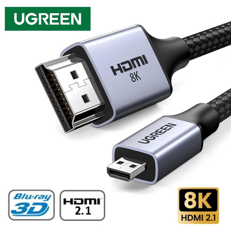 UGREEN - Cable Micro Hdmi a Hdmi 2 Metros UGREEN 2.1 8K 60 Hz Ultra HD eARC