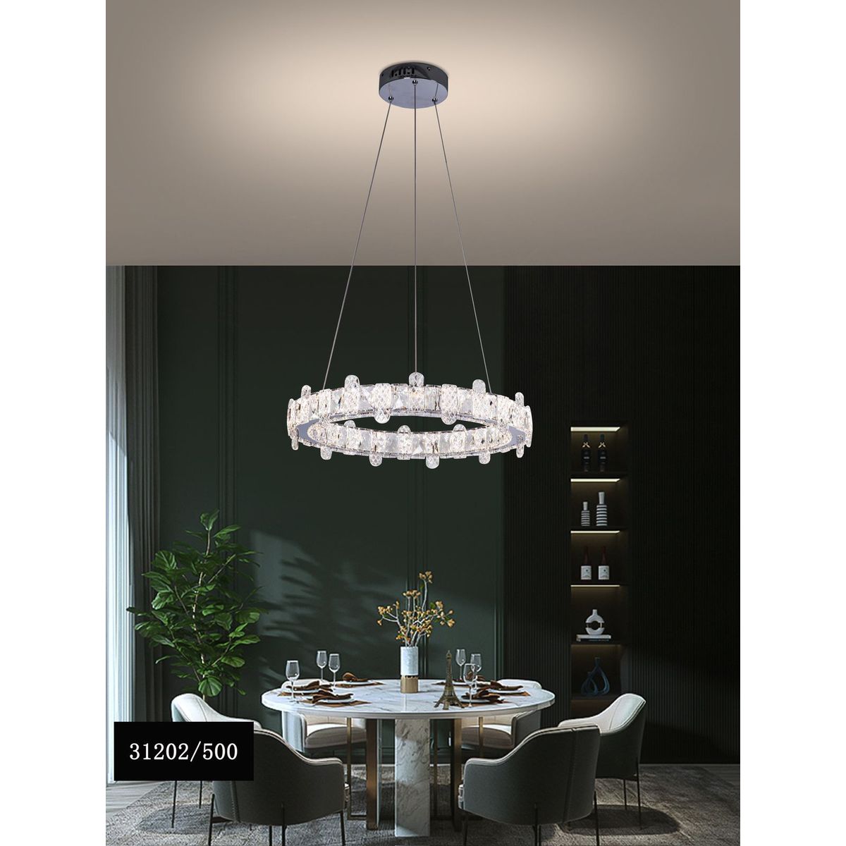 GENERICO - Lámpara de techo colgante de cristal LED incluye control remoto