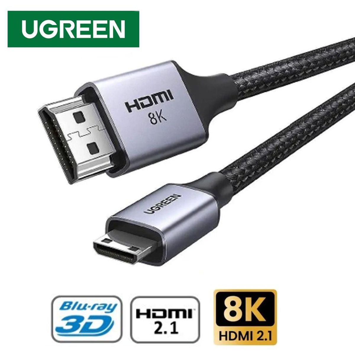UGREEN - Cable Mini Hdmi a Hdmi 2 Metros UGREEN 2.1 8K 60 Hz Ultra HD eARC