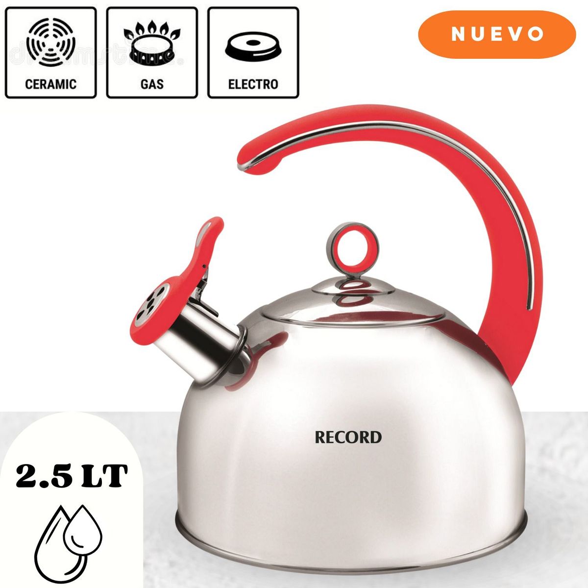 RECORD - Tetera Red Plus Acero Inoxidable 2.5L