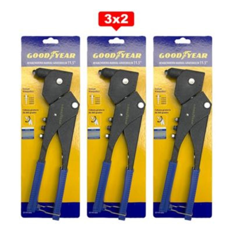 GOODYEAR - Remachadora Manual Goodyear Aluminio 1 1.5" Giratoria 360 3X2