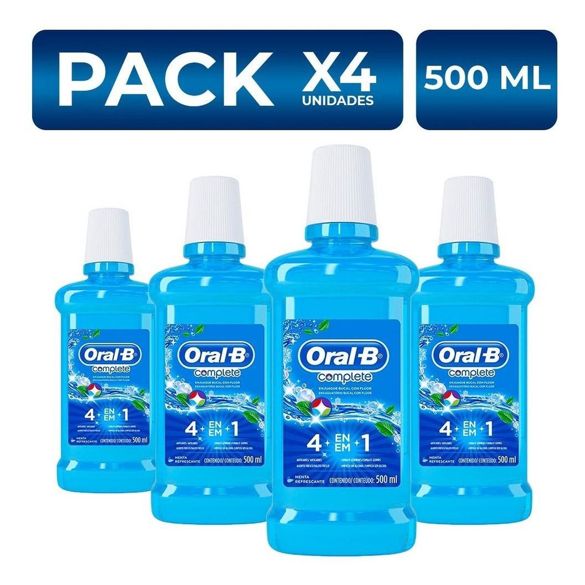 ORAL B - PackX4 Enjuague Bucal Oral B Complete 4en1 500ml