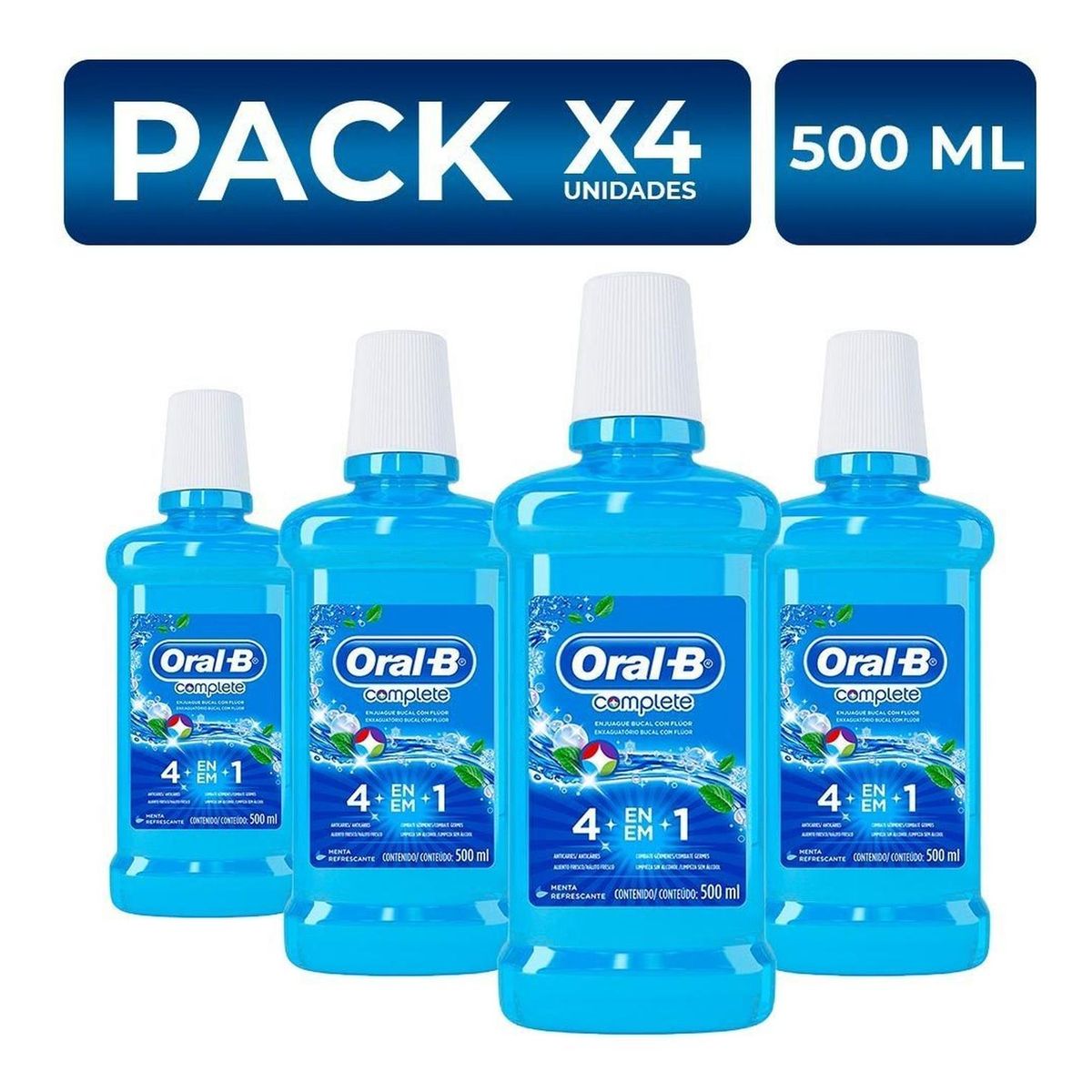 ORAL B - PackX4 Enjuague Bucal Oral B Complete 4en1 500ml