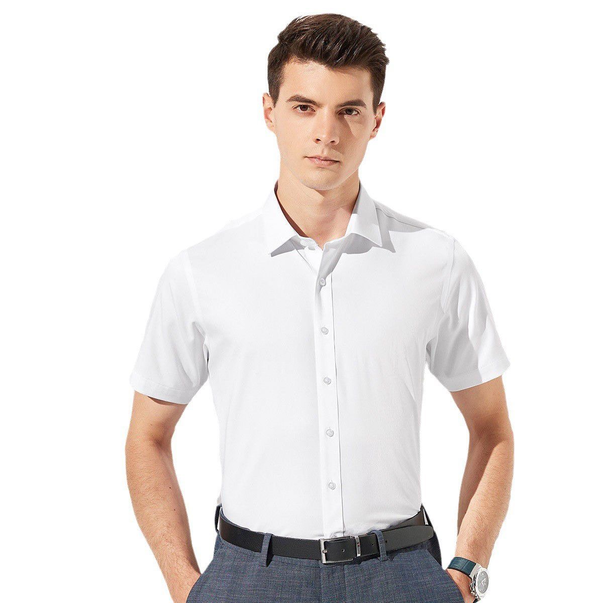 42AROZINA - Camisa de vestir con botones y manga corta para hombre sin arrugas