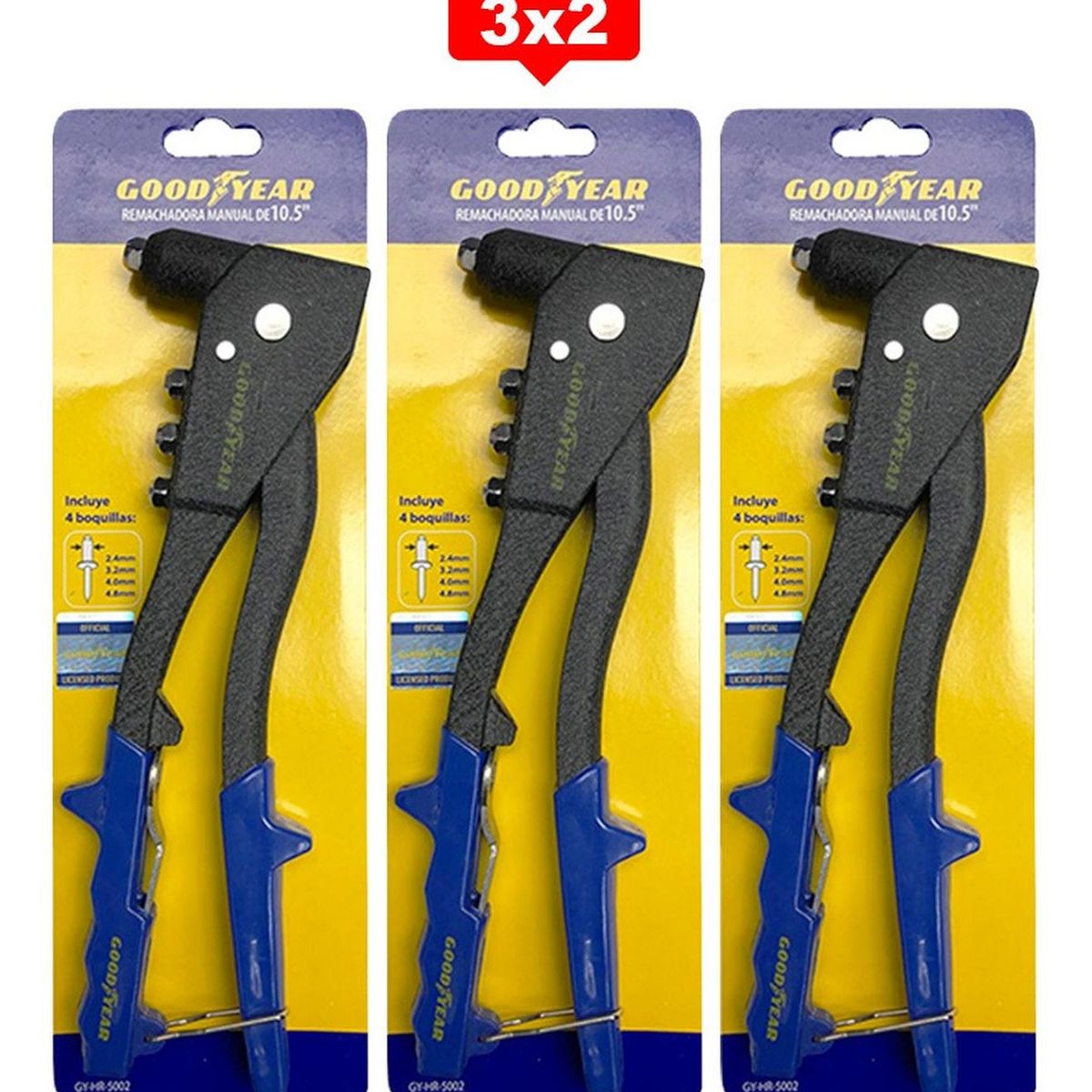 GOODYEAR - Remachadora Manual Goodyear Aluminio  10.5" 3X2
