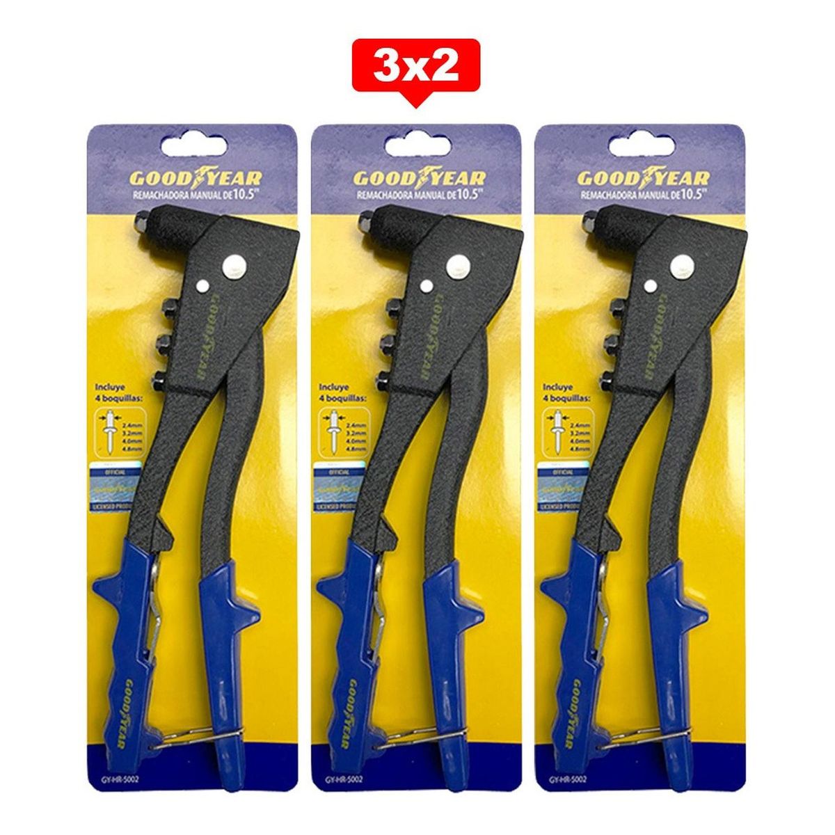 GOODYEAR - Remachadora Manual Goodyear Aluminio  10.5" 3X2