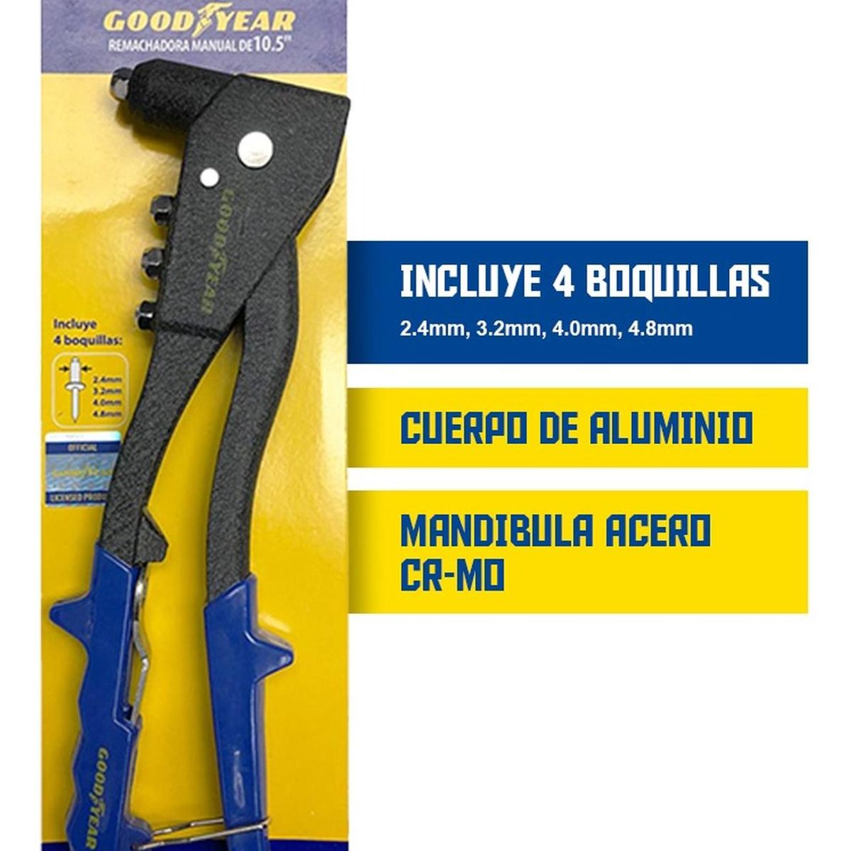 GOODYEAR - Remachadora Manual Goodyear Aluminio  10.5" 3X2