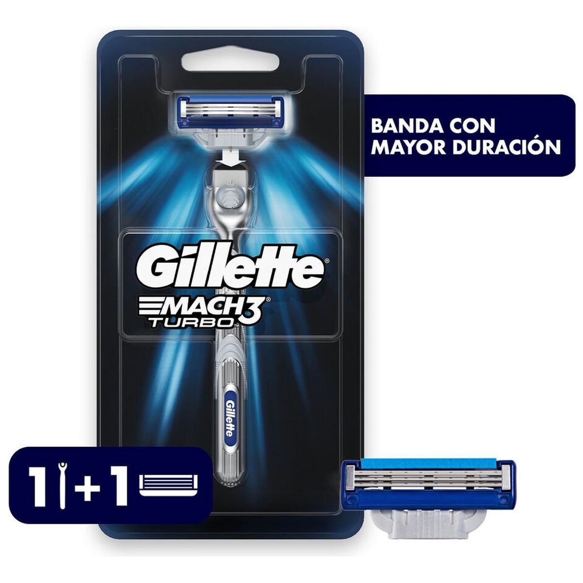 GILLETTE - Máquina Afeitar Gillette Mach3 Turbo Recargable + Cartucho