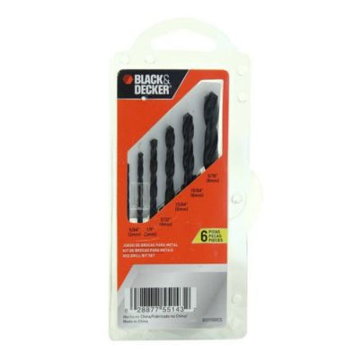 BLACK+DECKER - Set de 6 piezas de brocas black&decker bd0060cs de metal