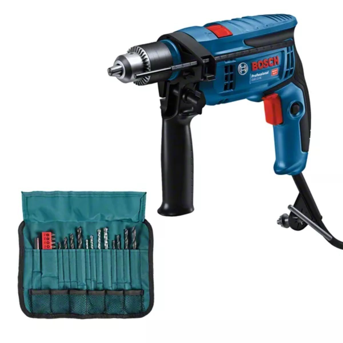 BOSCH - Taladro Percutor Bosch GSB 13 RE  1/2" 750W + Set 23 Piezas