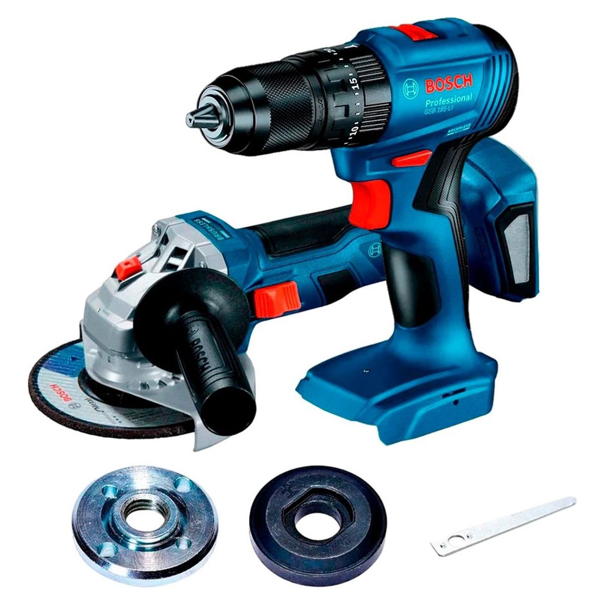 BOSCH - Taladro Percutor Bosch  1/2″ GSB 185LI  + Esmeril  5″ GWS 180LI