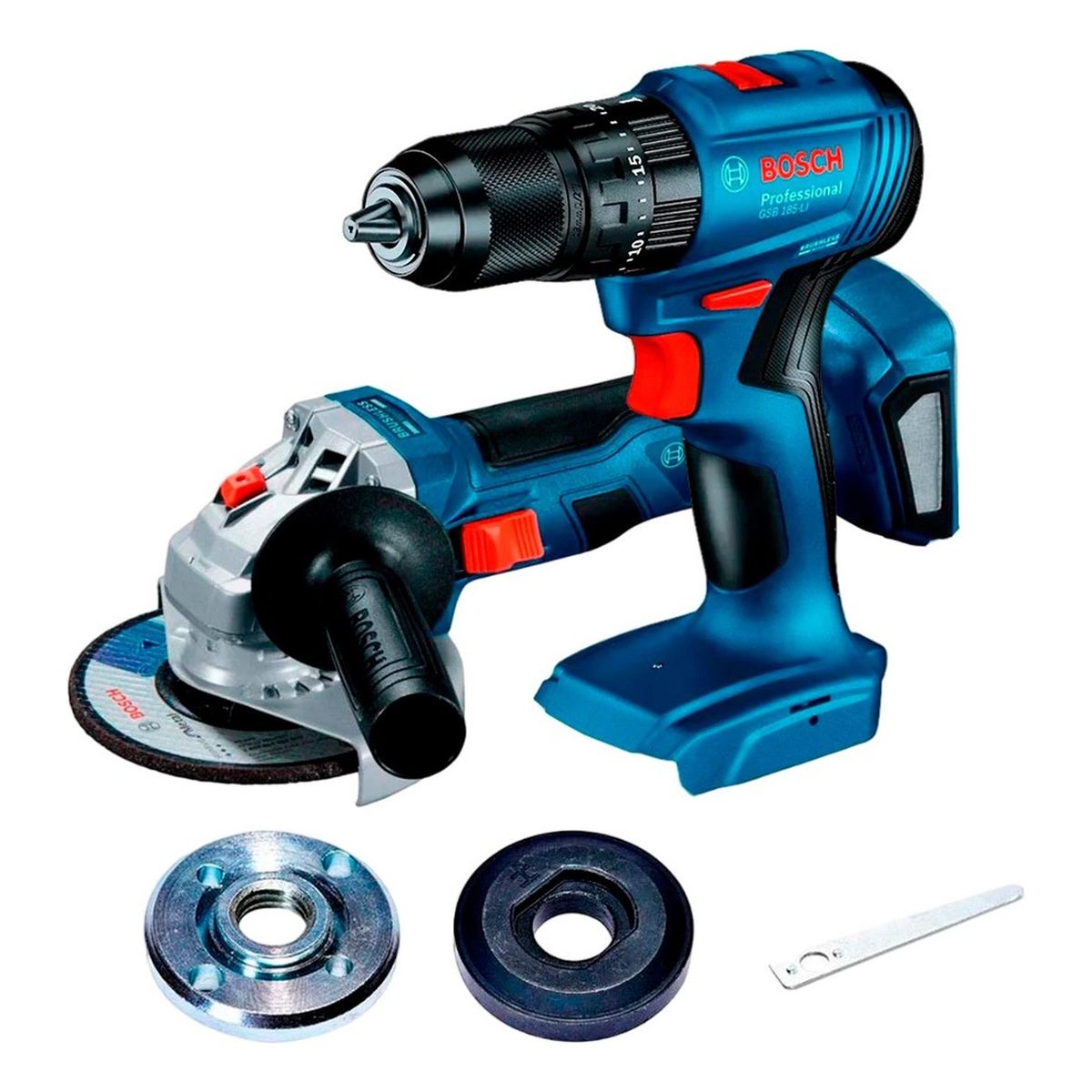 BOSCH - Taladro Percutor Bosch  1/2″ GSB 185LI  + Esmeril  5″ GWS 180LI