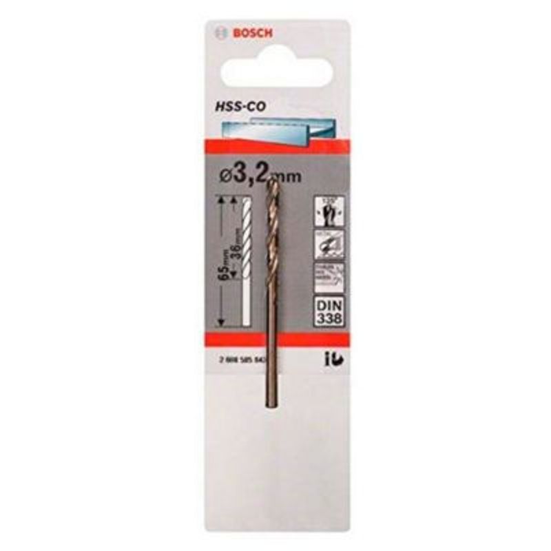BOSCH - Bosch Broca Metal Cobalto HSS-Co 3.2 x 36 x 65