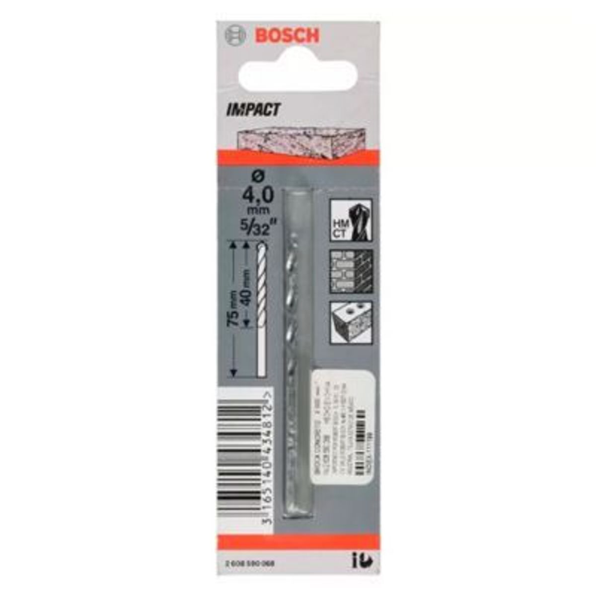 BOSCH - Bosch Broca Muro Concreto  CYL-1 4.0 x 75