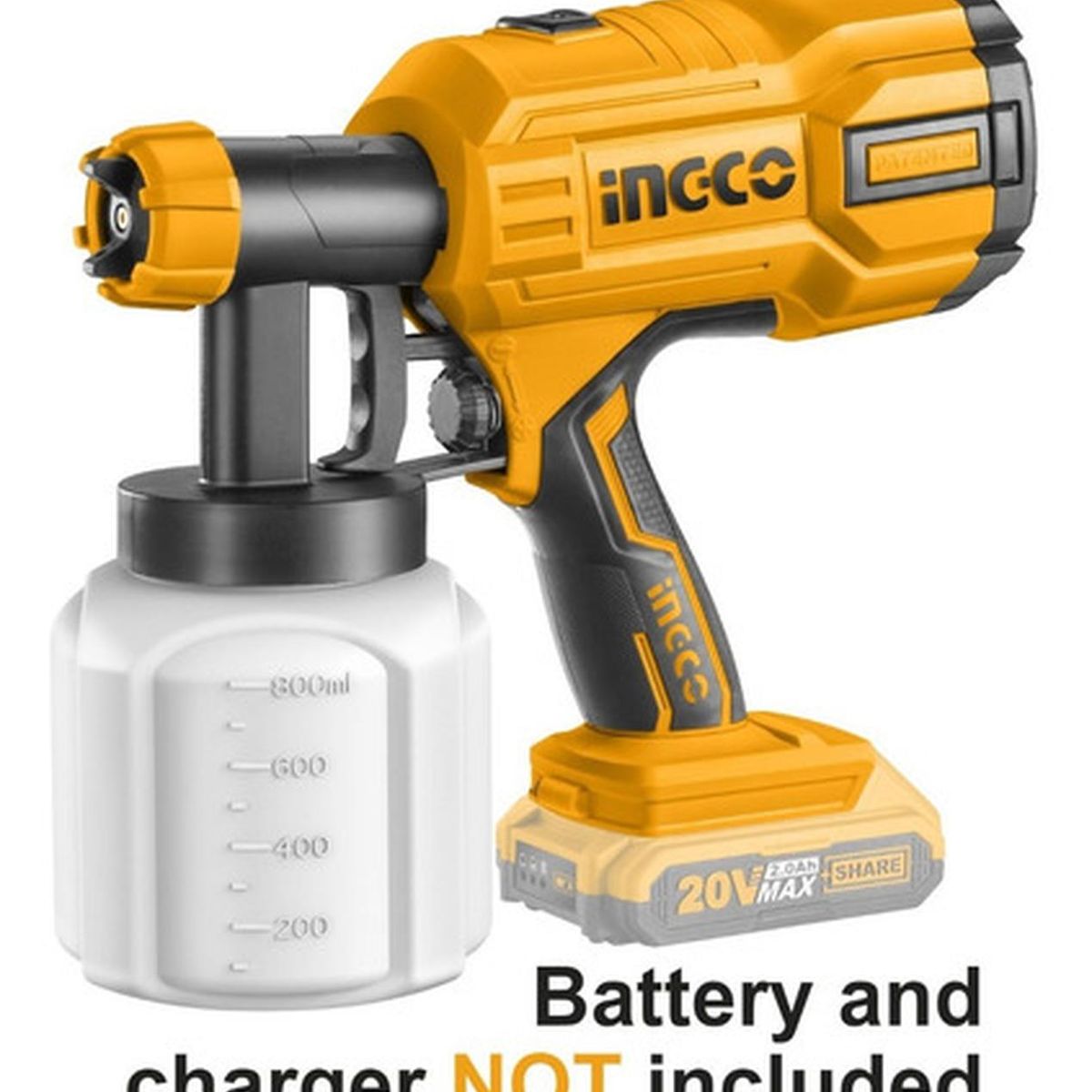 INGCO TOOLS - Pistola de Pintar Inalámbrica INGCO CSGLI2001 20V (Baretool)