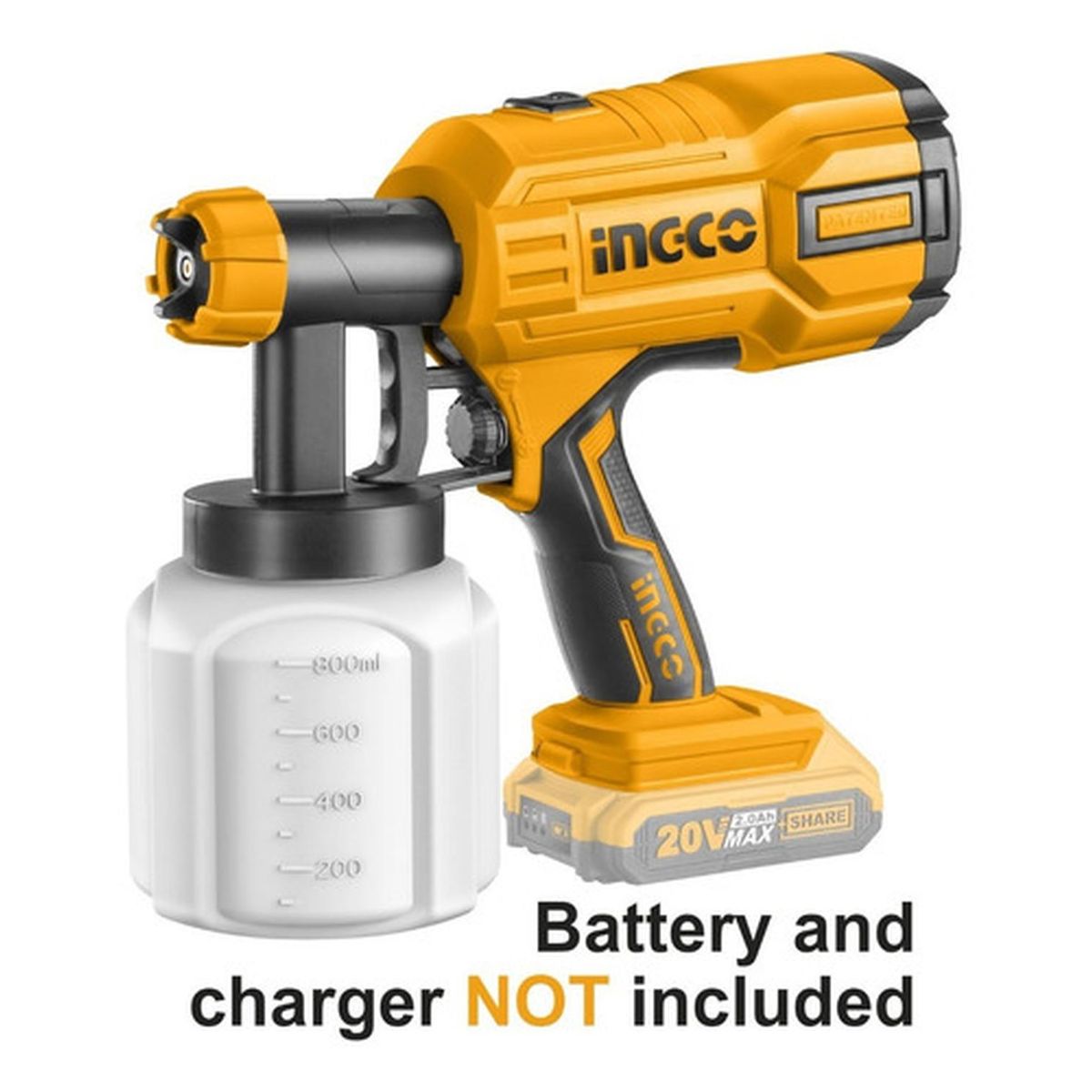 INGCO TOOLS - Pistola de Pintar Inalámbrica INGCO CSGLI2001 20V (Baretool)