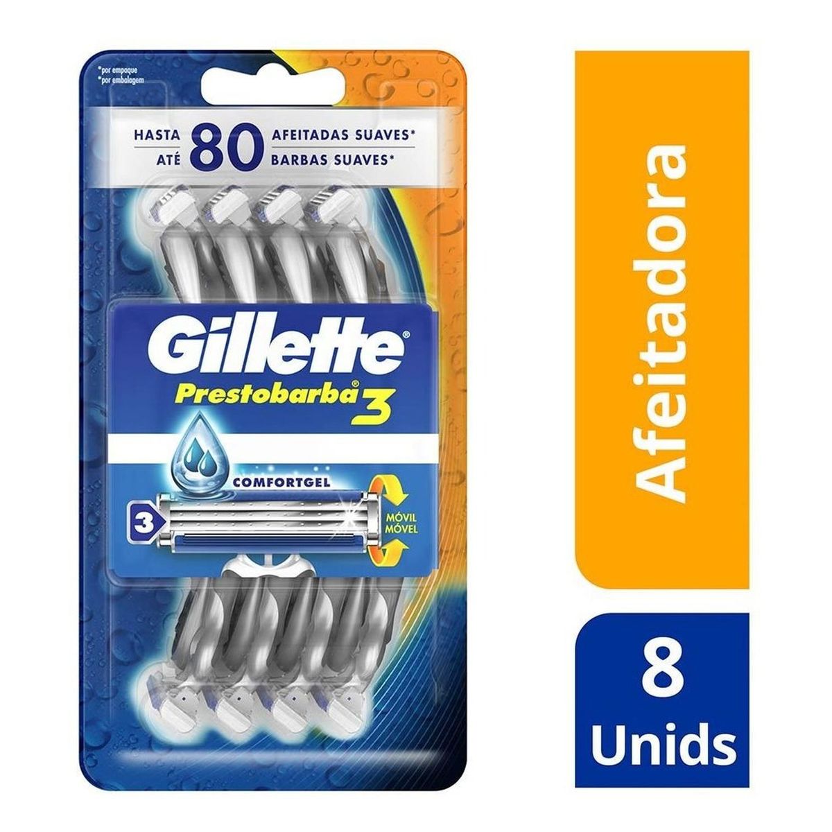 GILLETTE - Máquinas Desechables Gillette Prestobarba3 Gel 8 unidades