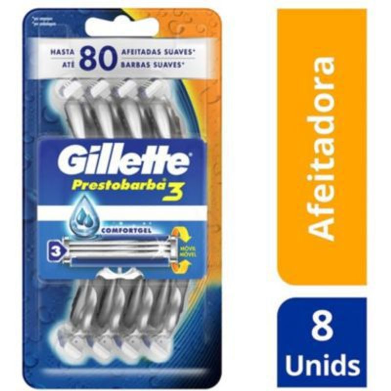 GILLETTE - Máquinas Desechables Gillette Prestobarba3 Gel 8 unidades