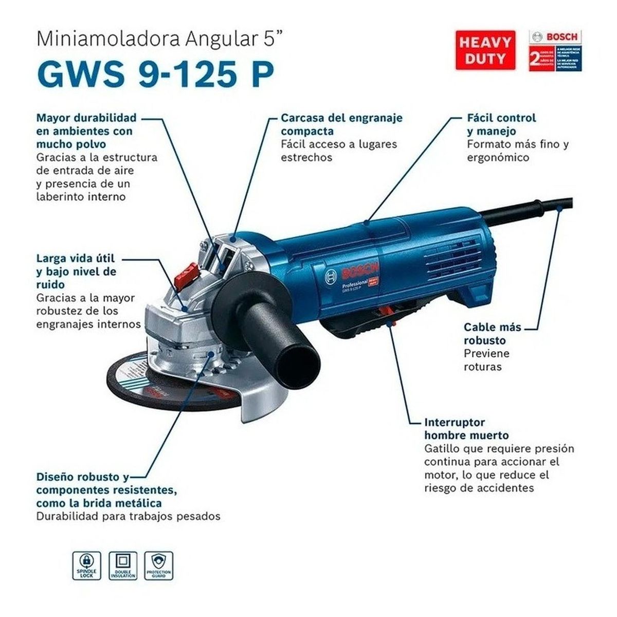 BOSCH - Esmeril Amoladora Bosch Gws 9-125 P 900w Protection