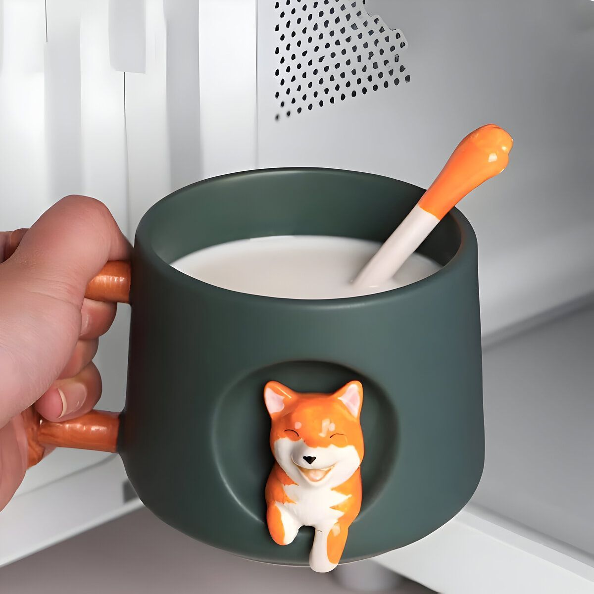 ELMEJORPRECIO - Juego De Taza Con Cuchara Modelo Shiba Verde