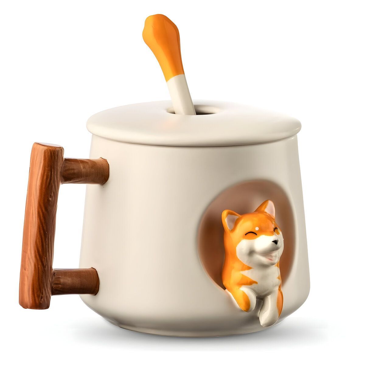 ELMEJORPRECIO - Juego De Taza Con Cuchara Modelo Shiba Blanco