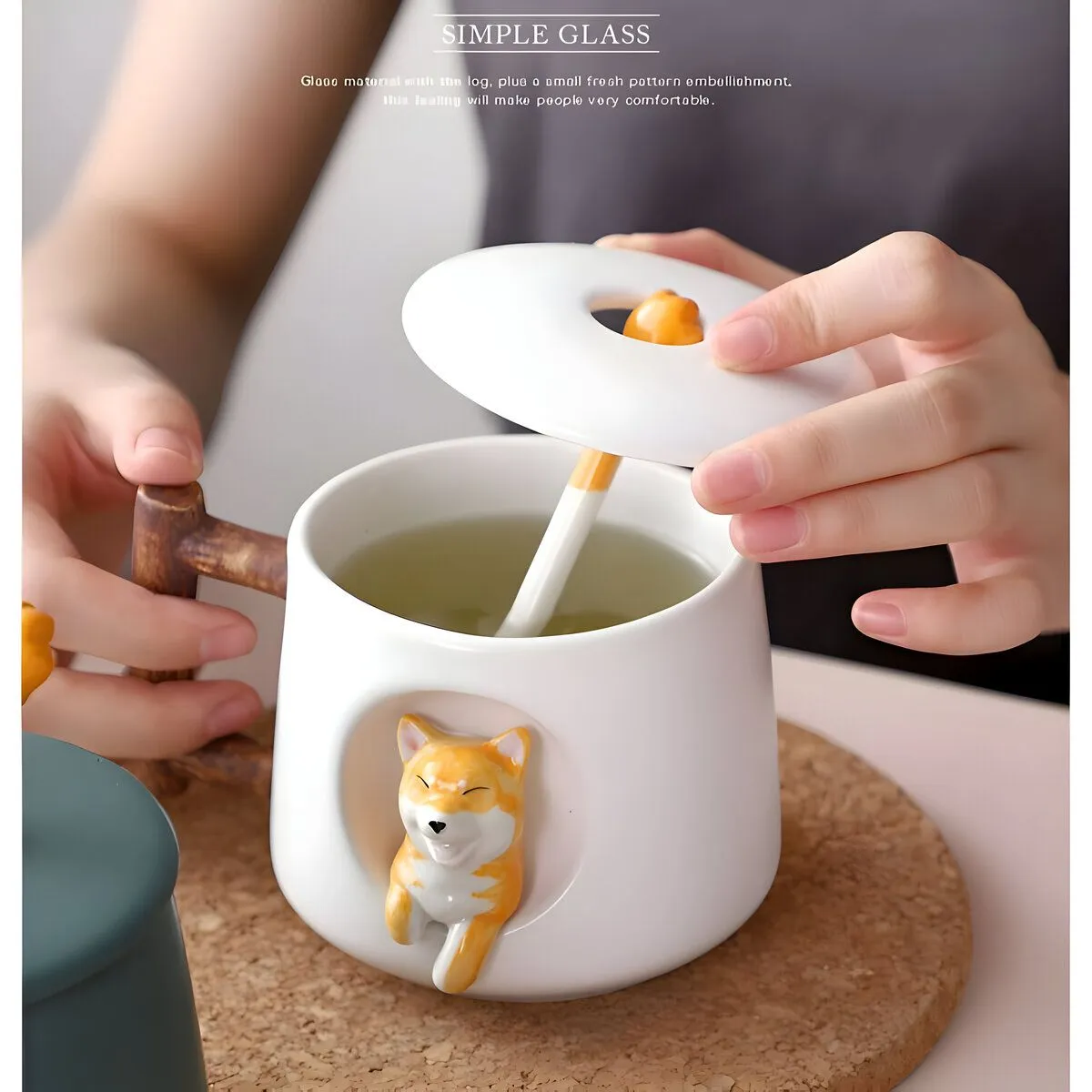 ELMEJORPRECIO - Juego De Taza Con Cuchara Modelo Shiba Blanco