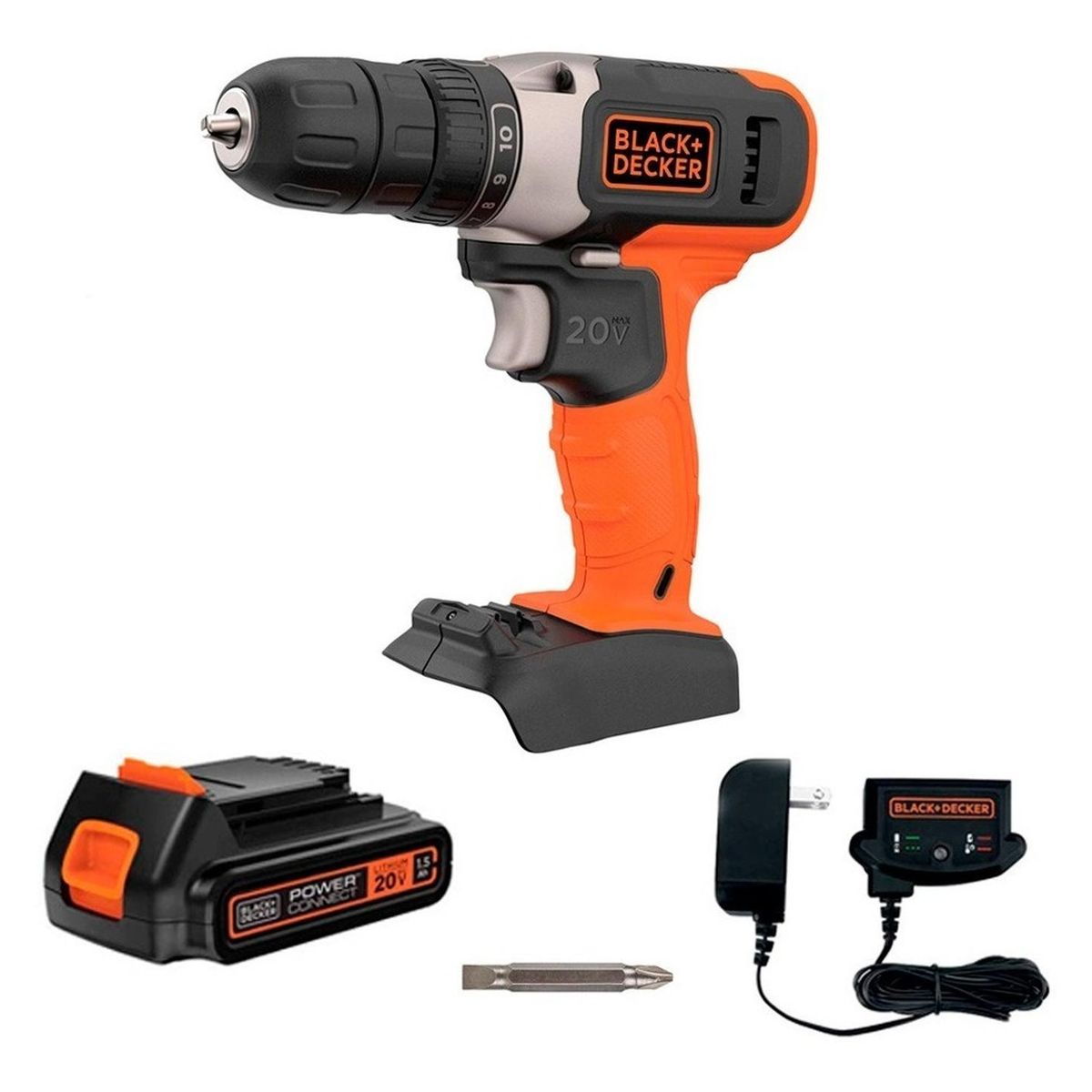 BLACK+DECKER - Taladro Atornillador Black & Decker BCD702C1 20v Litio