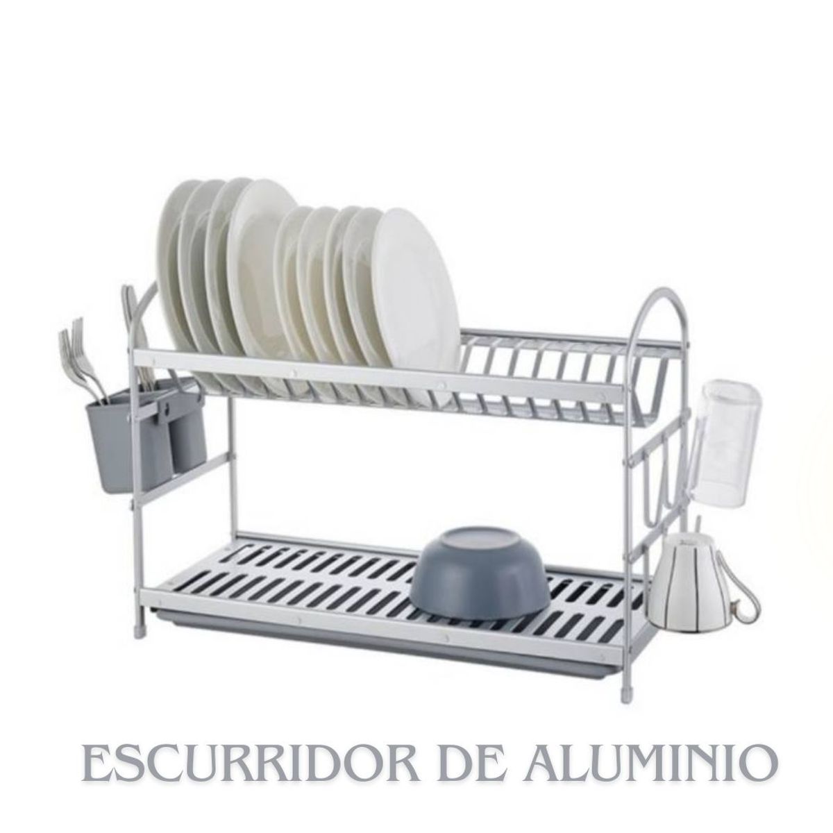GENERICO - Escurridor de platos de Aluminio 2 niveles