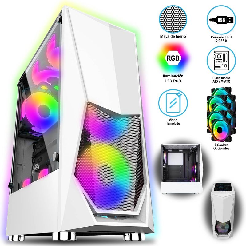 GENERICO - CASE 1STPLAYER DK-3 SIN FUENTE BLANCO RGB