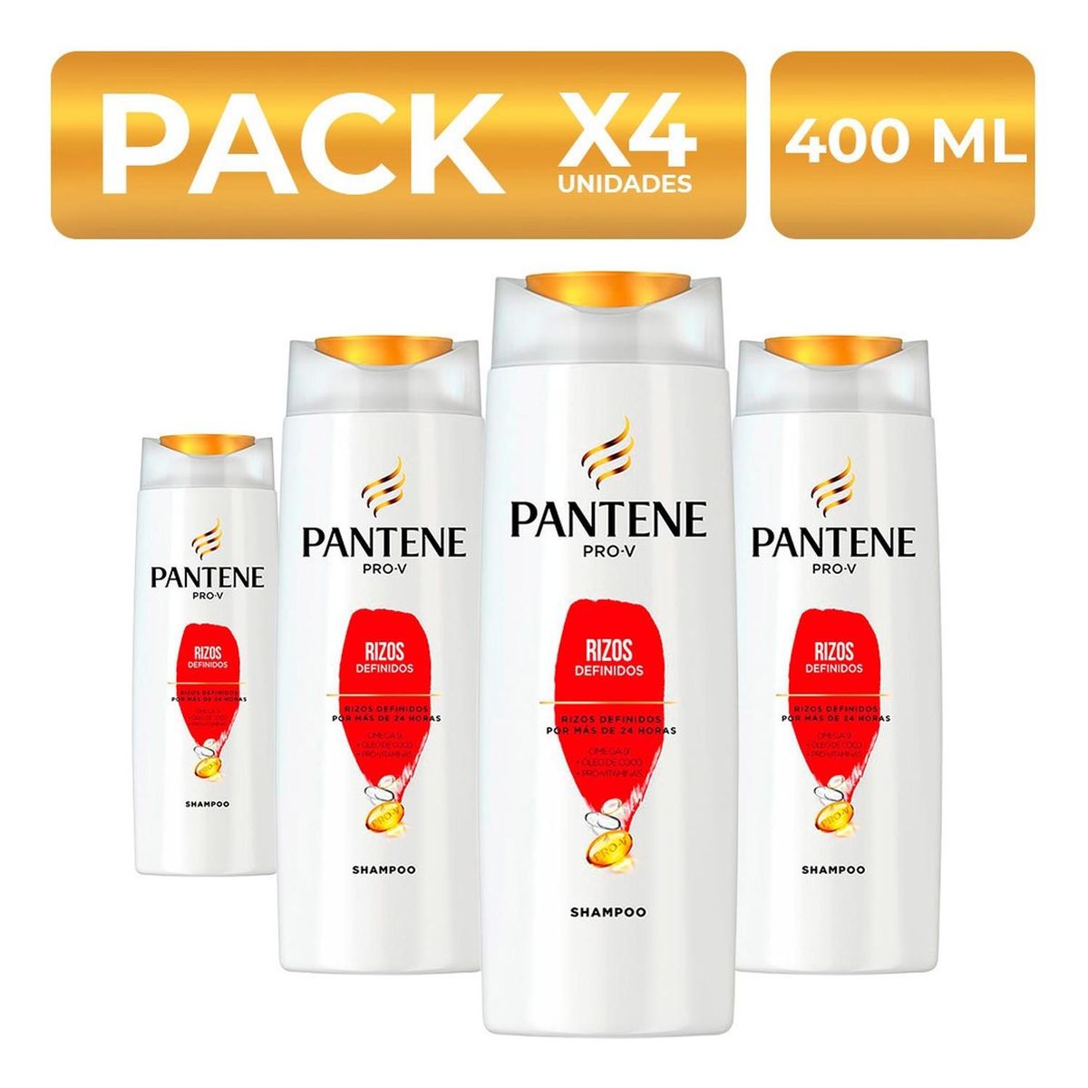 PANTENE - PackX4 Shampoo Pantene Pro-V Rizos Definidos 400ml