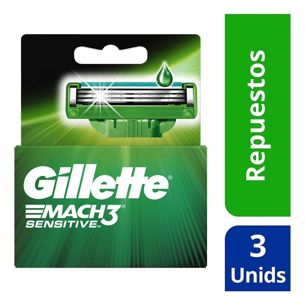 GILLETTE - Cartuchos para Afeitar Gillette Mach3 Sensitive 3 unidades