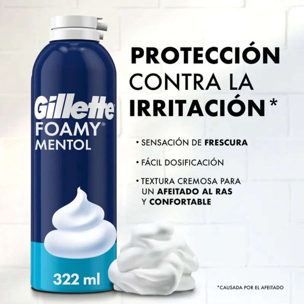 GILLETTE - Espuma para Afeitar Gillette Foamy Mentol 322ml