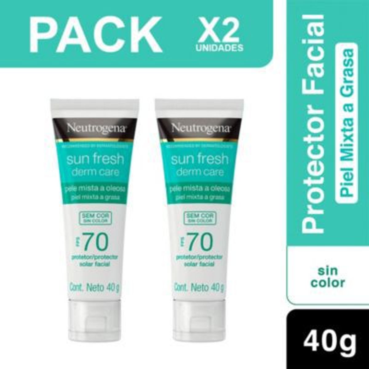 NEUTROGENA - Pack X2 Derm Care Bloqueador Facial Sin Color Neutrogena