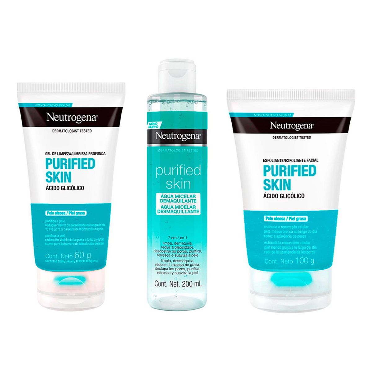 NEUTROGENA - Neutrogena Facial Agua Micelar + Gel + Exfoliante + Neceser