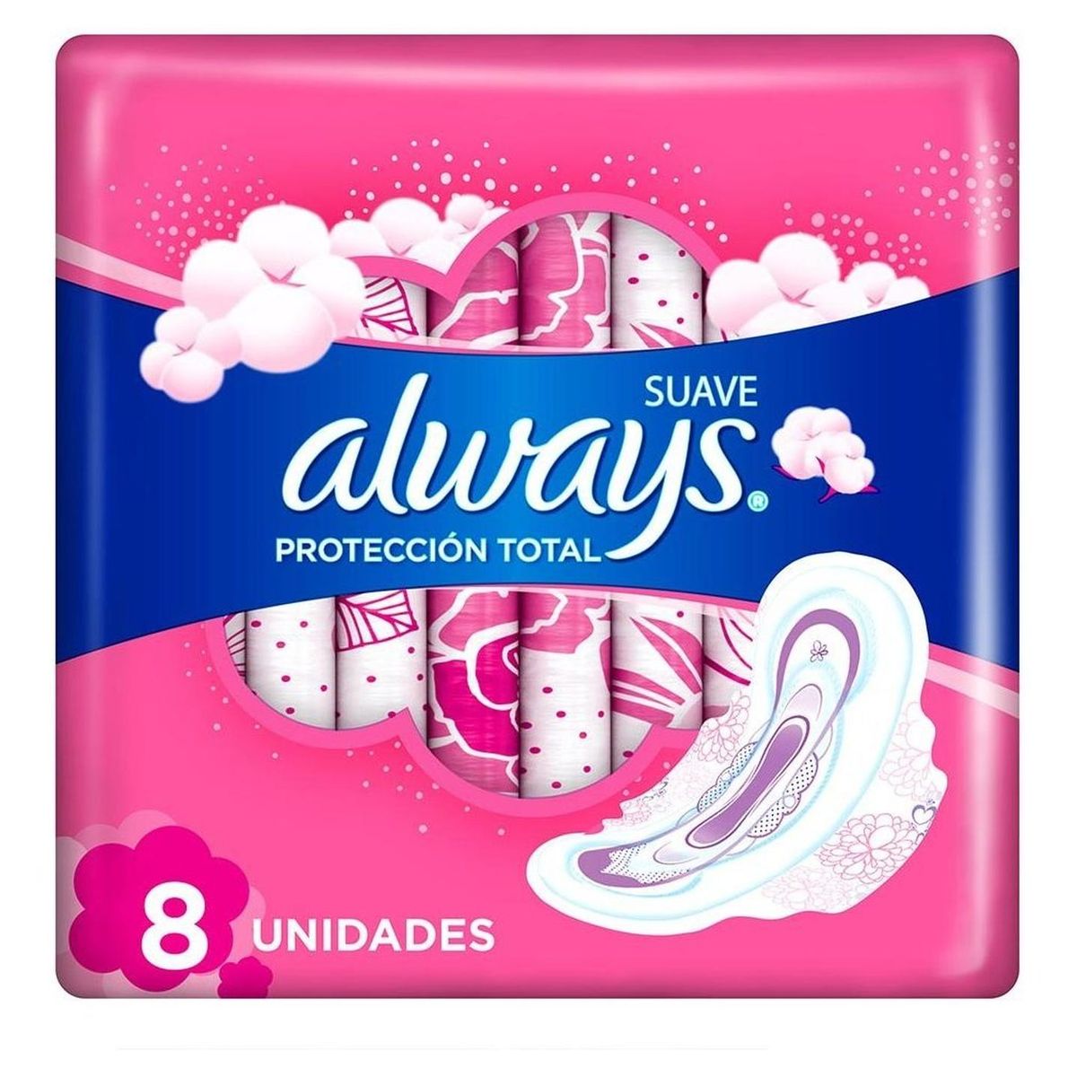 ALWAYS - Toallas Higiénicas Always Protección Total Tela Suave 8 un