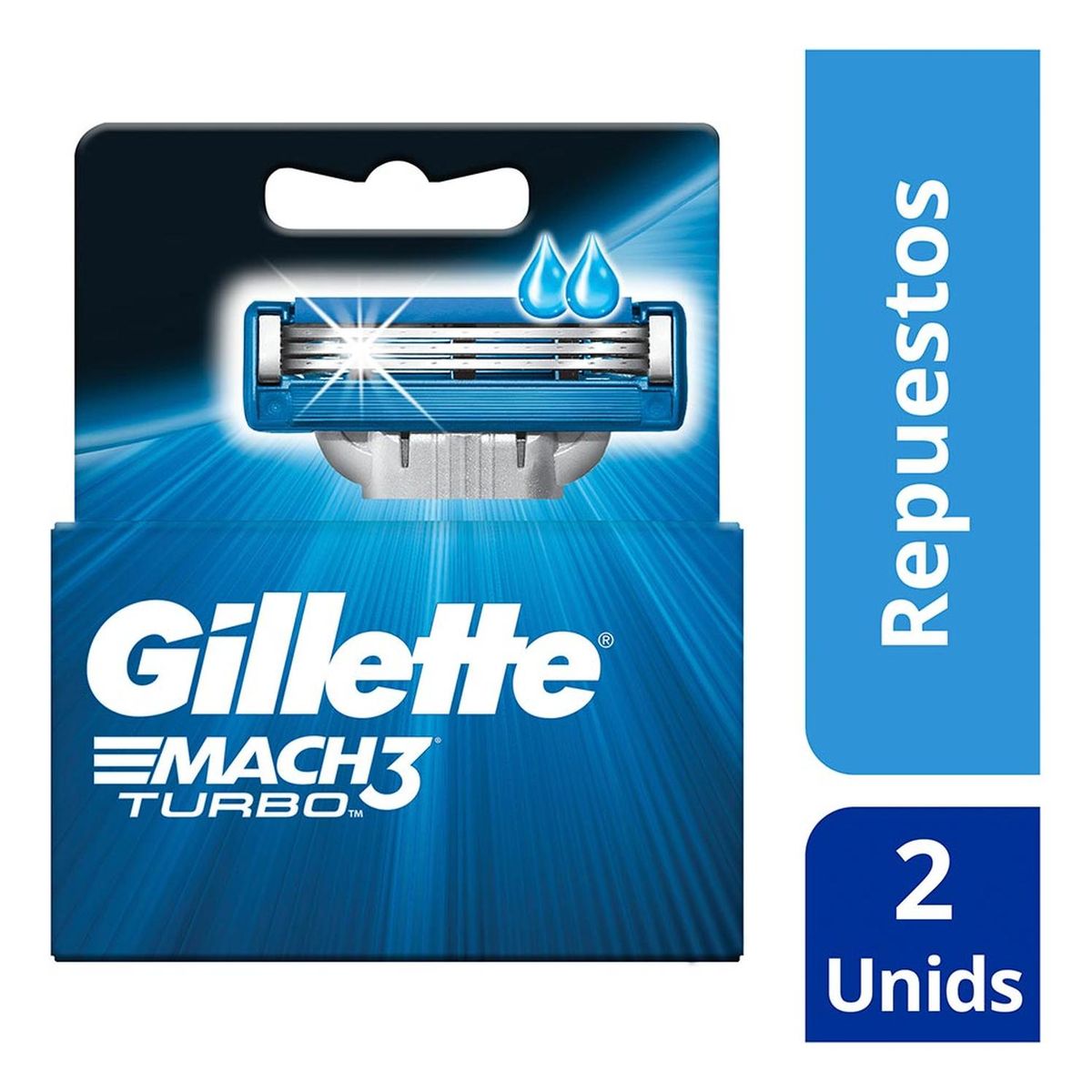 GILLETTE - Cartuchos para Afeitar Gillette Mach3 Turbo 2 unidades