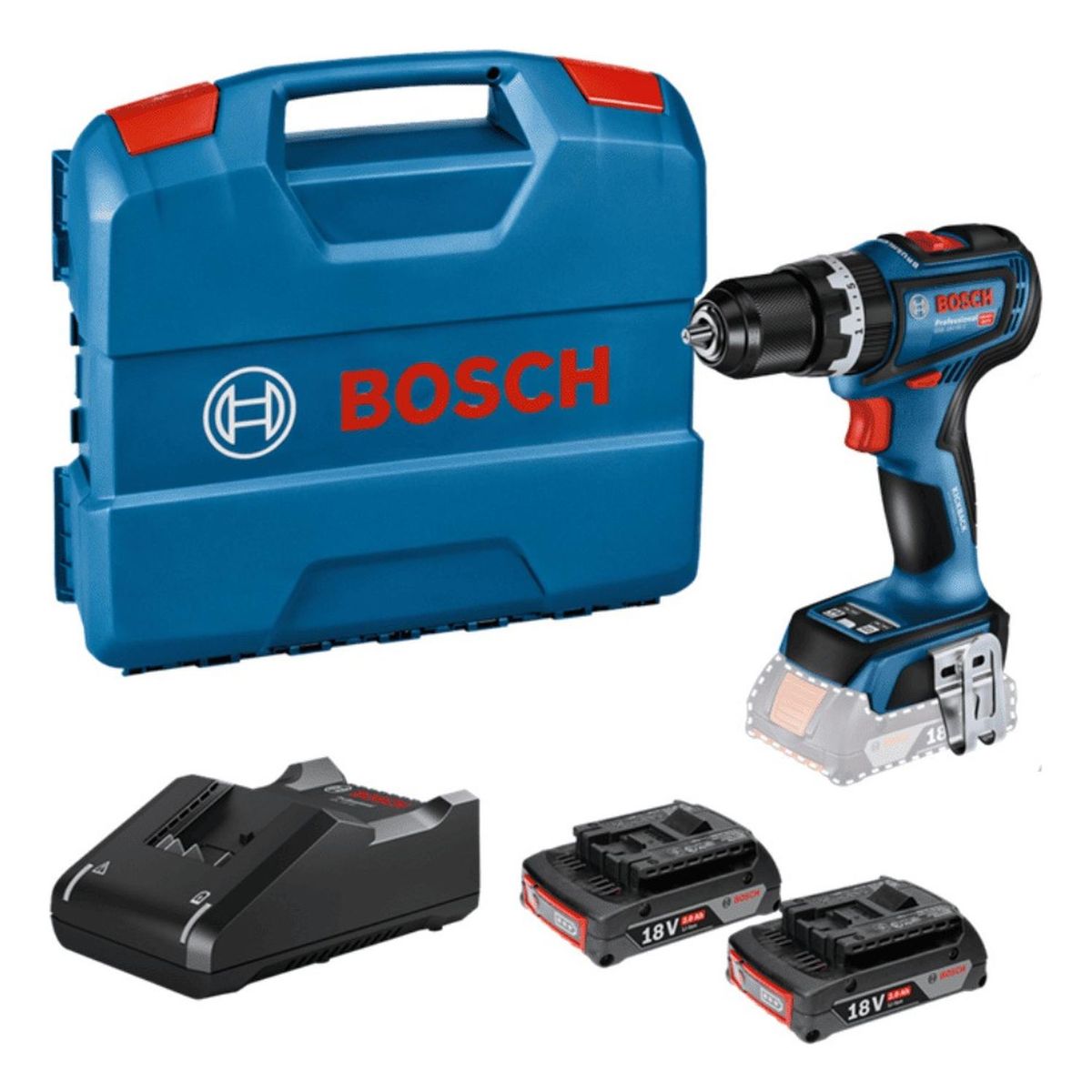 BOSCH - Taladro Percutor Bosch GSB 18V-90 C Brushless  1/2” Maletín Batería