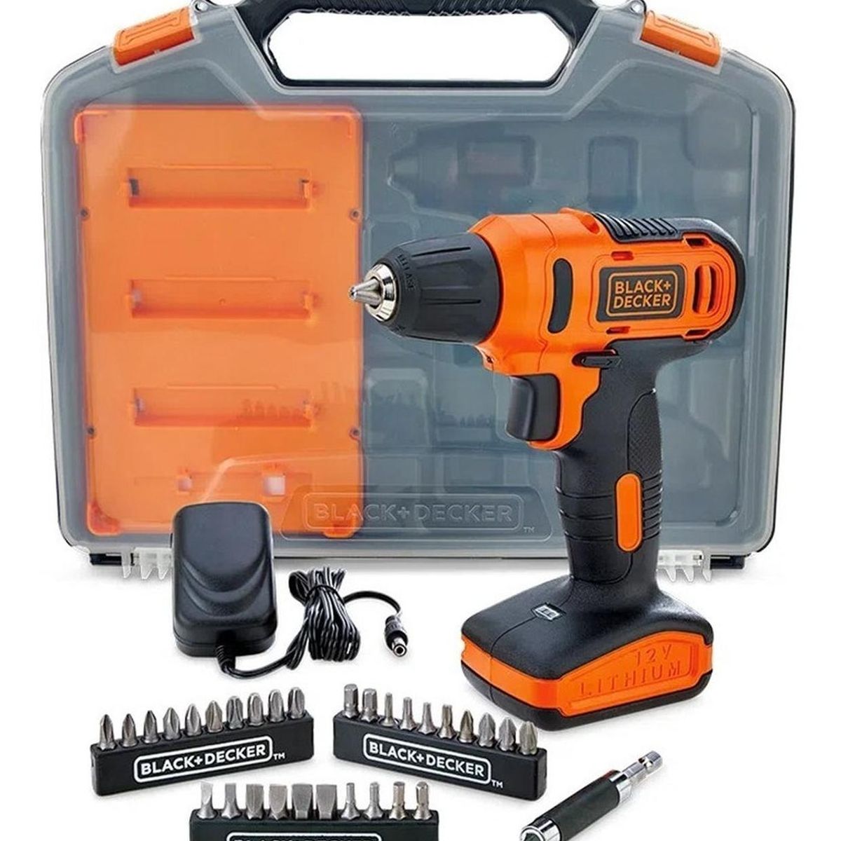 BLACK+DECKER - Taladro Atornillador Black&Decker 3/8" 12V + Maleta 32 Acc