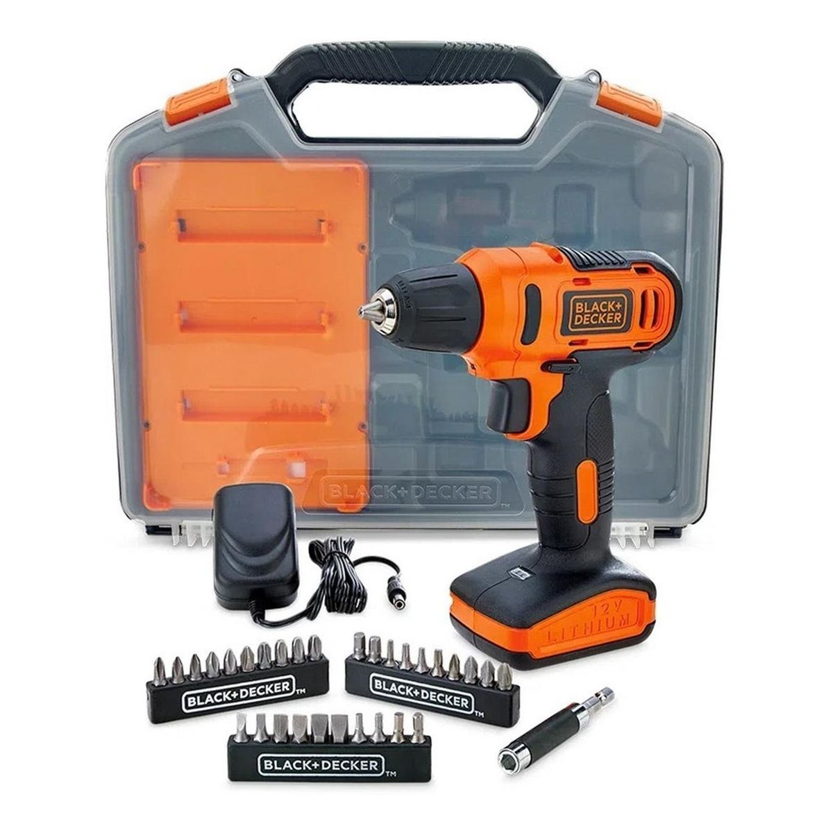 BLACK+DECKER - Taladro Atornillador Black&Decker 3/8" 12V + Maleta 32 Acc