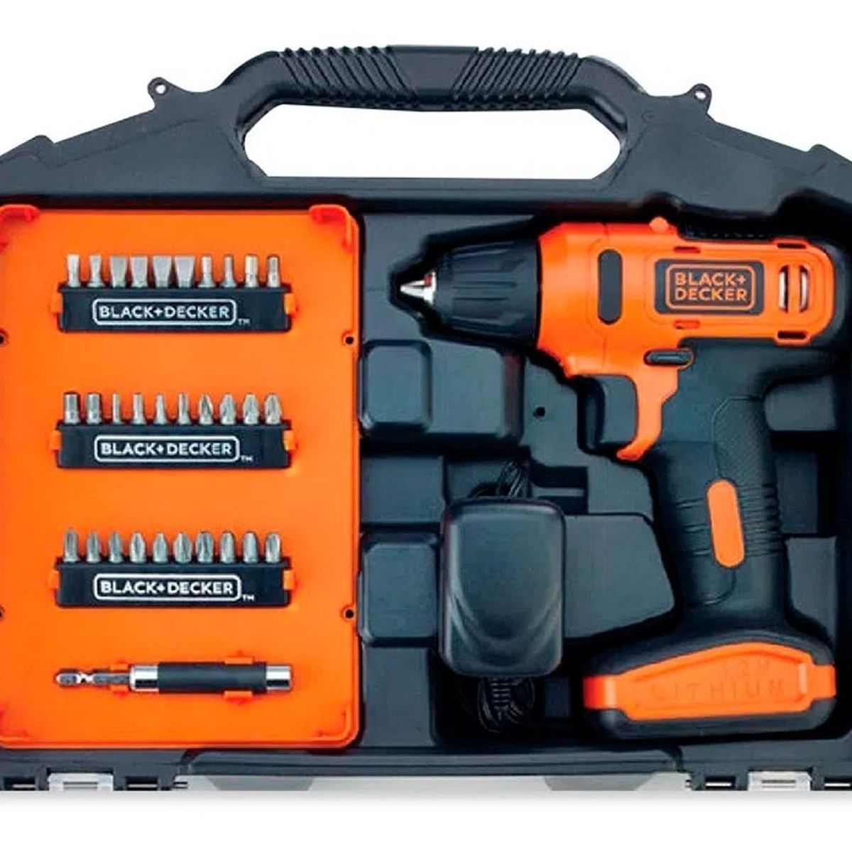 BLACK+DECKER - Taladro Atornillador Black&Decker 3/8" 12V + Maleta 32 Acc