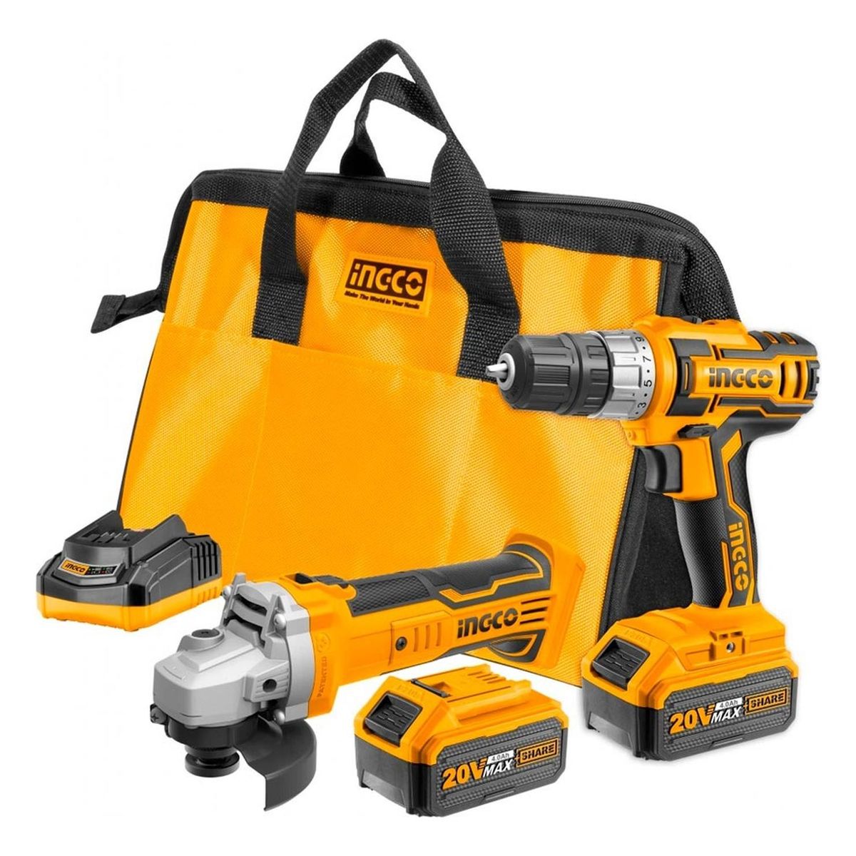 INGCO TOOLS - Combo INGCO 20V Amoladora  4.5” + Taladro Atornillador  3/8”