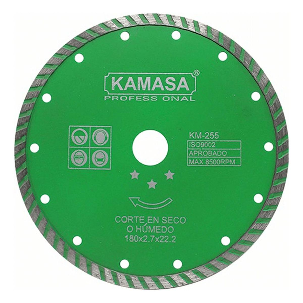 KAMASA - Disco Diamantado Turbo 7" Húmedo Seco Verde Kamasa KM255