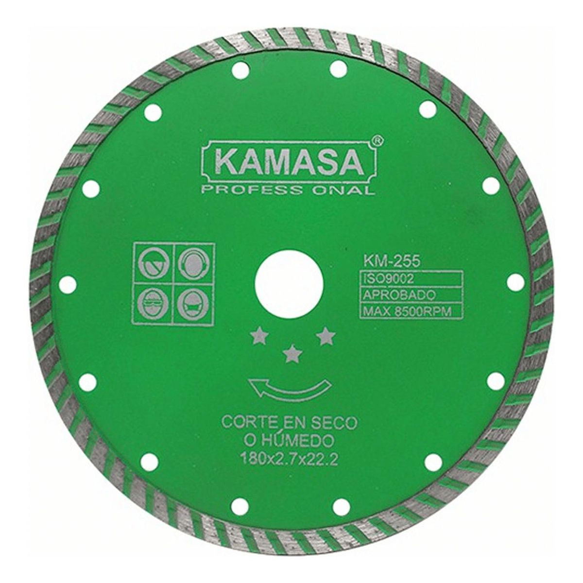 KAMASA - Disco Diamantado Turbo 7" Húmedo Seco Verde Kamasa KM255