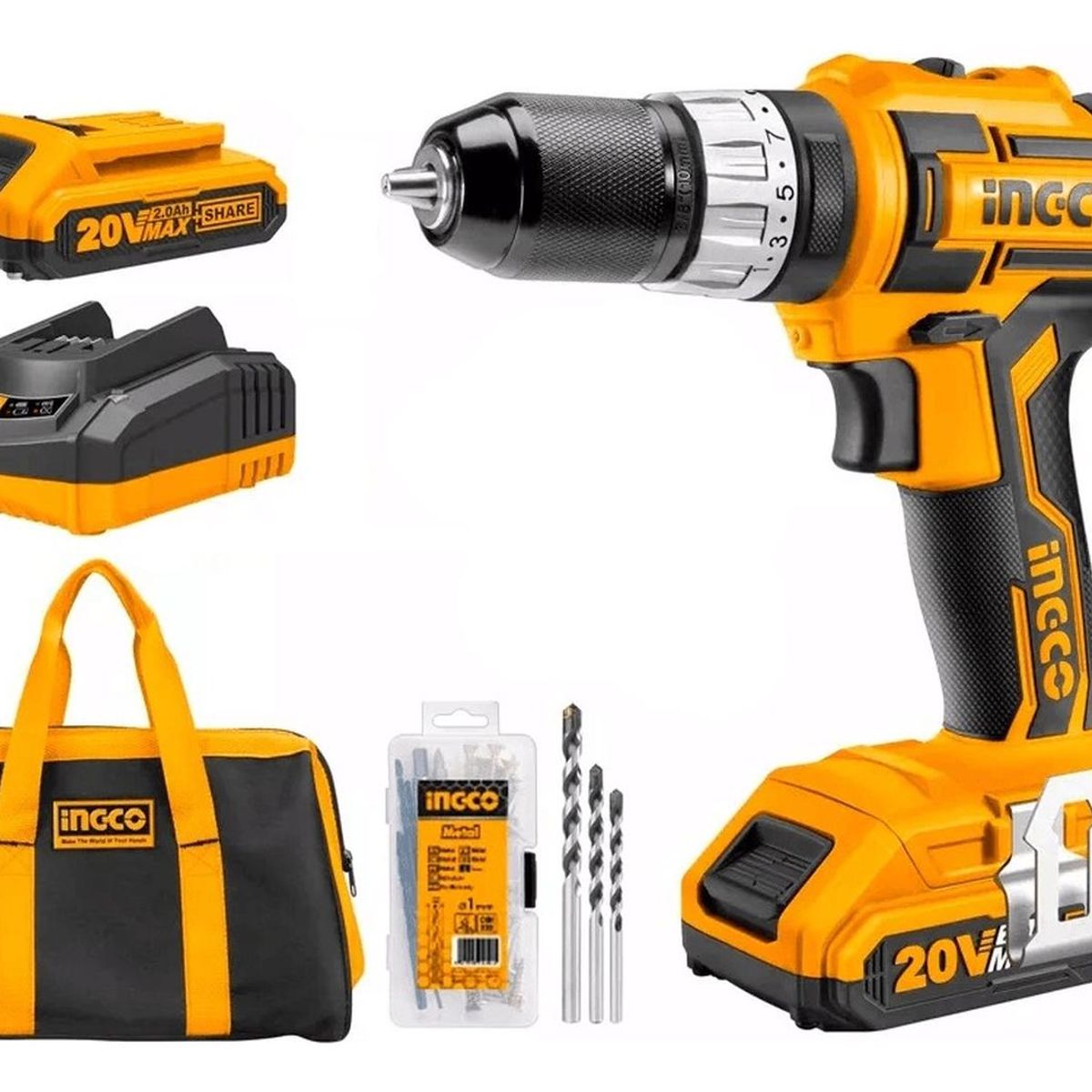 INGCO TOOLS - Taladro Atornillador Ingco CIDLI2002 3/8" 45 Nm 20v + 50 Acc