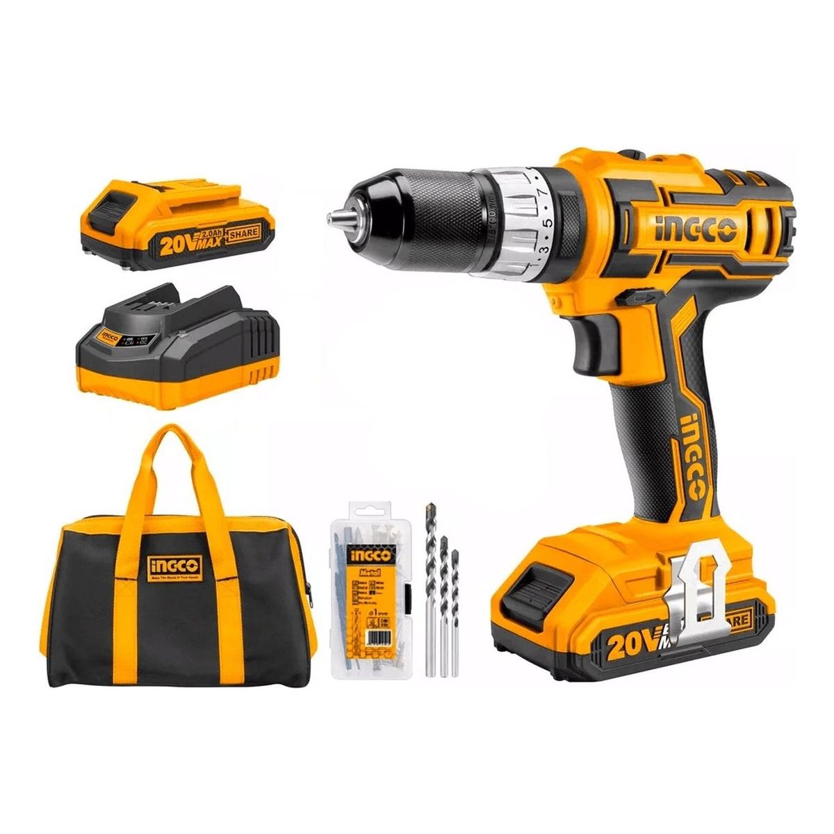 INGCO TOOLS - Taladro Atornillador Ingco CIDLI2002 3/8" 45 Nm 20v + 50 Acc