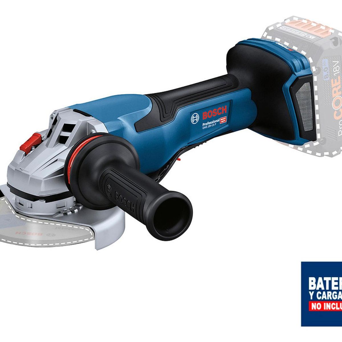 BOSCH - Amoladora Inalámbrica Bosch GWS 18V-15 P Biturbo  5” (Baretool)