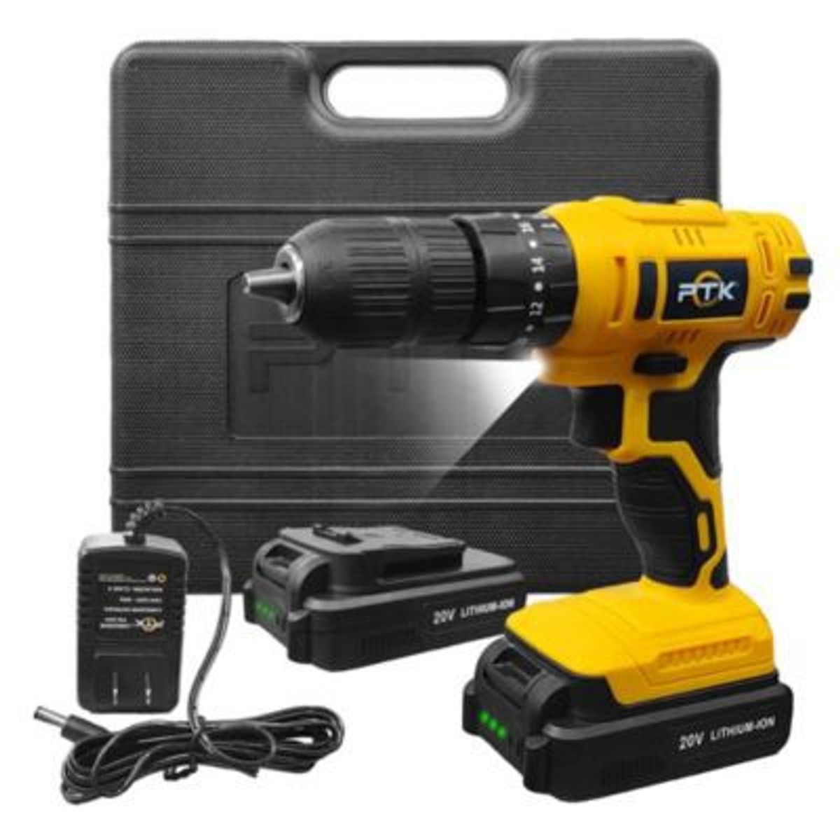 PTK - Taladro Percutor PTK  1/2” 20V 32Nm con 2 Baterías Luz LED Maletín